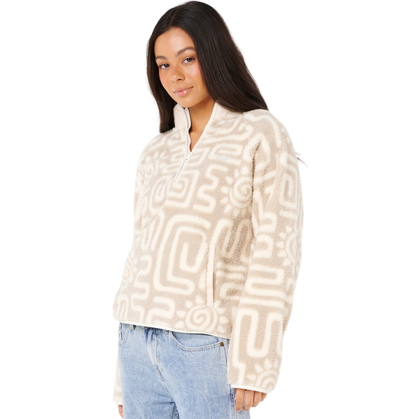 2025 Rip Curl Womens Sunset Luau 1/4 Zip Polar Fleece 0AGWFL - Bone